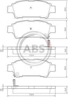 Колодки тормозные задн. Estima/Previa/Avensis 00-06 A.B.S. 37228 (фото 1)