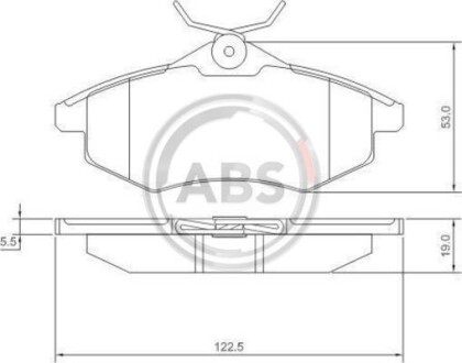 Гальмівні колодки перед. Citroen C2/C3 02- (TRW) (122,5x53x19) A.B.S. 37307 (фото 1)