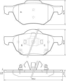 Тормозные колодки перед. Honda Accord 03-08/CR-V 01-06 (akebono) A.B.S. 37359 (фото 1)