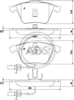 Тормозные колодки перед. Audi A4/A6/A8 00- A.B.S. 37425 (фото 1)