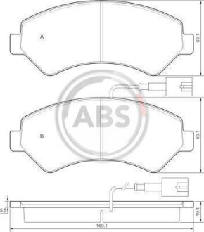 Колодка торм. диск. CITROEN/PEUGEOT JUMPER/BOXER передн. A.B.S. 37576 (фото 1)