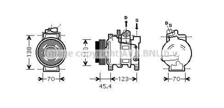 AVA AUDI Компресор кондиціонера A4 B6 2.5 00-, A4 B7 2.5 04-, A6 C5 2.5 TDI 97- AVA COOLING AIAK227 (фото 1)