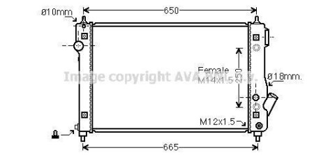 AVA CHEVROLET Радіатор охолодження двиг. Aveo AVA COOLING DW2087 (фото 1)