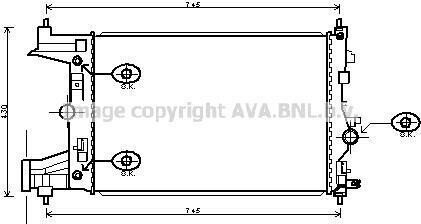 AVA OPEL Радіатор сист. охолодження двиг. Astra J, Chevrolet Cruze 1.6/1.8 09- AVA COOLING OLA2545