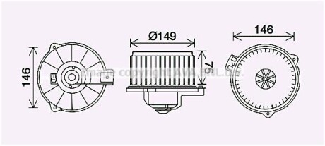 Вентилятор обігрівача салону Toyota Corolla (00-) 1.3i 1.4i 1.6i 1.8i AVA AVA COOLING TO8735