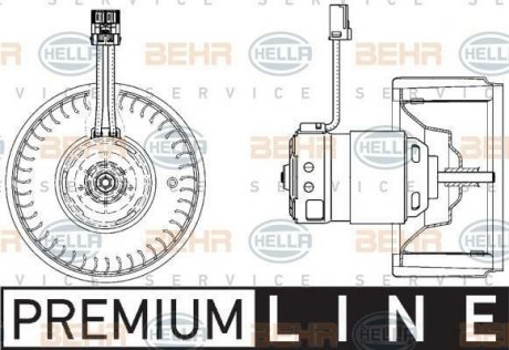 Мотор отопителя салона S60/S80/V70/XC70/XC90 97-14 (Premium Line! OE) BEHR 8EW009157-171 (фото 1)