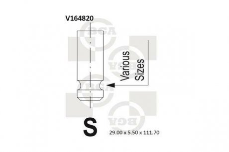 Клапан впускной BGA V164820 (фото 1)