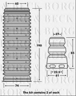 - Пильвик амортизатора з відбійником к-т BORG & BECK BPK7001 (фото 1)