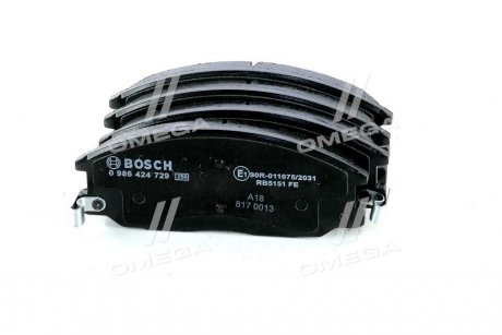 Комплект тормозных колодок, дисковый тормоз BOSCH 0986424729 (фото 1)