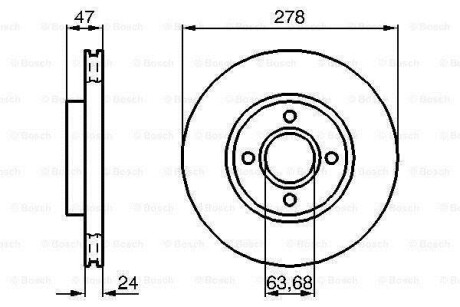 FORD Диск тормозной передний SCORPIO 2.9I 278 24 22.2 BOSCH 0986478427