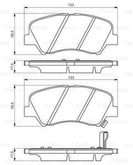 Комплект тормозных колодок, дисковый тормоз BOSCH 0986494563 (фото 1)