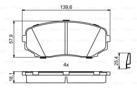 Гальмівні колодки дискові MAZDA CX-7/CX-9 \'\'F BOSCH 0986494879 (фото 1)