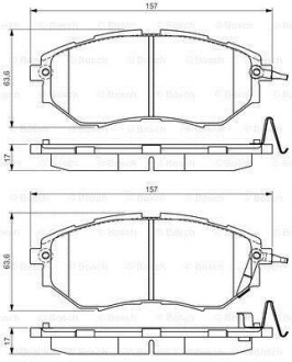 Комплект тормозных колодок, дисковый тормоз BOSCH 0986495156 (фото 1)