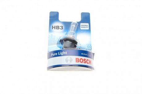 Лампа накаливания HB3 12V 60W P20d PURE LIGHT 1шт. blister BOSCH 1 987 301 062 (фото 1)
