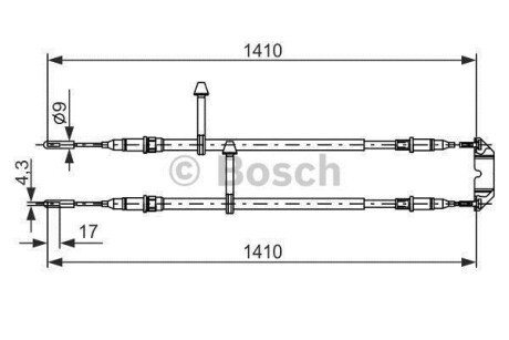 SAAB Трос гальмівний 9-5 -09 BOSCH 1987477245 (фото 1)