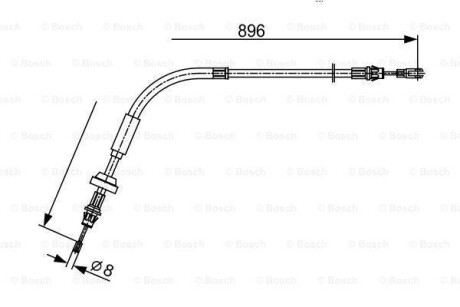 FORD Трос ручного тормоза спереди 986/630mm,896/630mm Transit,Transit Custom 12- BOSCH 1987482543 (фото 1)