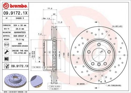 Тормозной диск Xtra BREMBO 09.9172.1X (фото 1)