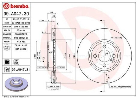 Гальмівний диск BREMBO 09.A047.31