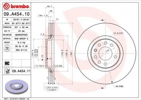 Гальмівний диск BREMBO 09.A454.11