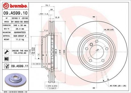Гальмівний диск BREMBO 09.A599.11