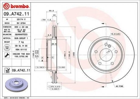 Тормозной диск BREMBO 09.A742.11 (фото 1)