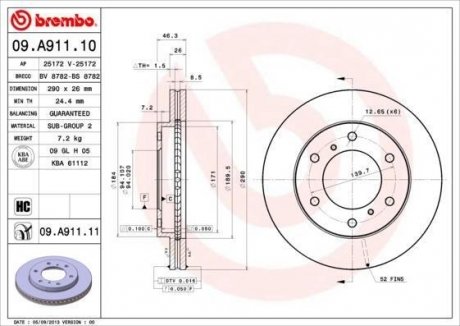 Гальмівний диск BREMBO 09.A911.11 (фото 1)