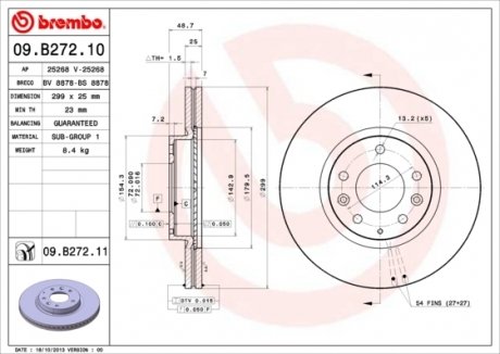 Гальмівний диск BREMBO 09.B272.10 (фото 1)