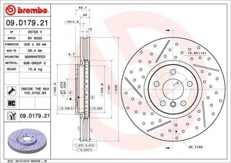 Гальмівний диск BREMBO 09.D179.21 (фото 1)
