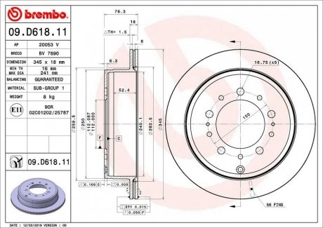Тормозной диск BREMBO 09.D618.11