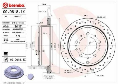 Гальмівний диск BREMBO 09.D618.1X