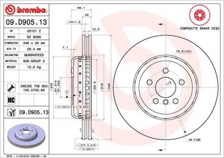 Гальмівний диск BREMBO 09.D905.13
