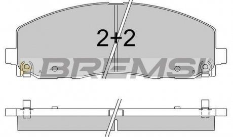 Гальмівні колодки перед. Fiat Freemont 11-/Dodge Caravan 08- (183x63.2x19.5) BREMSI BP3543 (фото 1)