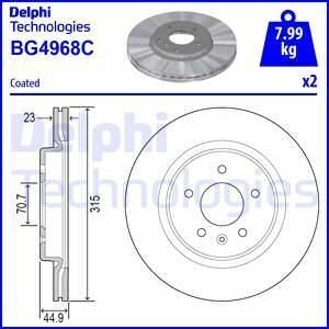 OPEL Диск тормозн.задн. Insignia B Delphi BG4968C