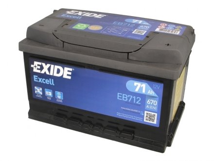 Стартерна батарея (акумулятор) EXIDE EB712 (фото 1)