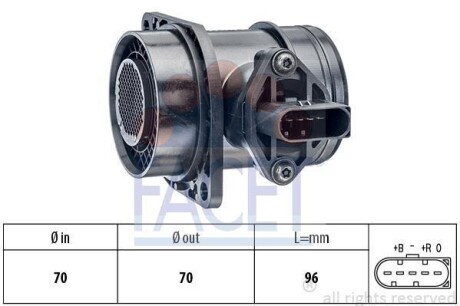 Витратомір повітря (5 конт.) VW T4/ LT II 1.9D/2.5D 95-06 (L=96) FACET 10.1325 (фото 1)