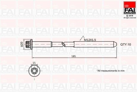 FAI HYUNDAI К-т болтов ГБЦ i30,Santa Fe I,II,Tucson,Kia Carens II,III,Ceed,Magentis,Sportage,Opel Antara,Chevrolet Captiva,Cruze 2.0CRDi 04- Fischer Automotive One (FA1) B2129