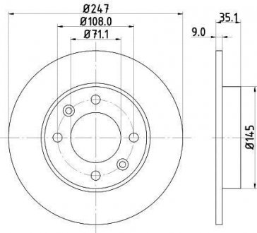 CITROEN гальмівний диск задній Berlingo, C2, C3, C4 HELLA 8DD 355 108-391 (фото 1)