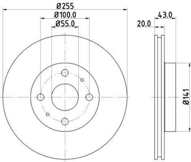 PRO TOYOTA гальмівний диск передн.Yaris 00-05 HELLA 8DD 355 108-881