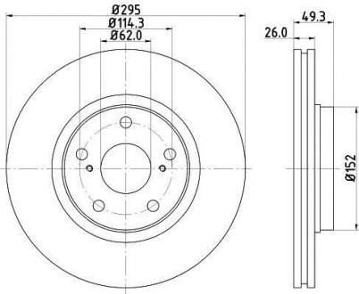 TOYOTA Тормозной диск передн.Avensis 08- HELLA 8DD 355 114-281 (фото 1)
