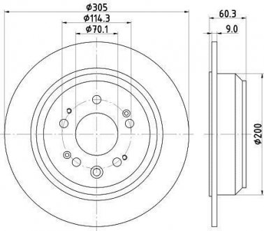 Тормозной диск зад. Accord VIII 08- 2.0-2.4 305mm HELLA 8DD355116-111 (фото 1)