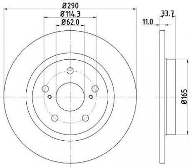Тормозной диск зад. Avensis 08- 1.6-2.2 HELLA 8DD355116-121 (фото 1)