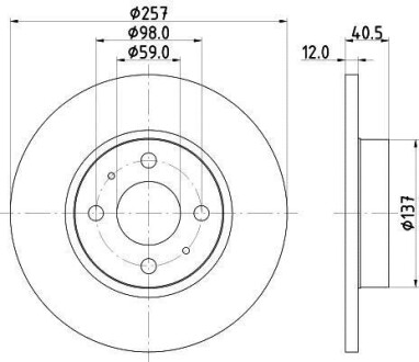 PRO FIAT Гальмівний диск передн. 500 09 10-, LANCIA, ALFA ROMEO HELLA 8DD 355 117-931