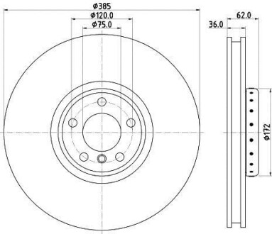 PRO HIGH CARBON BMW Гальмівний диск передн. лівий X5 (E70), X5 (F15, F85), X6 (E71, E72) HELLA 8DD 355 120-721