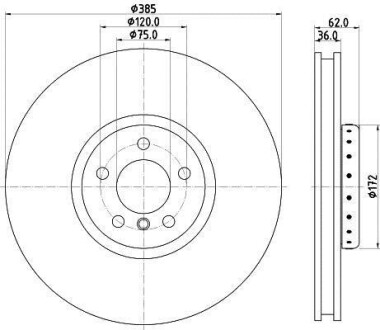 PRO HIGH CARBON BMW Гальмівний диск передн. правий X5 (E70), X5 (F15, F85), X6 (E71, E72) HELLA 8DD 355 120-731 (фото 1)