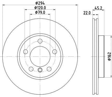 BMW диск гальм. передній MINI 1,6-2,0 10- HELLA 8DD 355 122-931