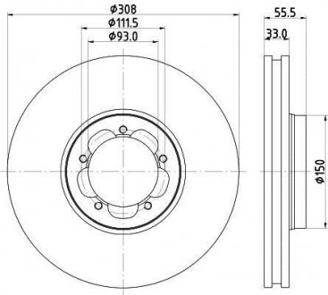PRO FORD диск гальм. передн. TRANSIT 15- HELLA 8DD 355 123-131 (фото 1)