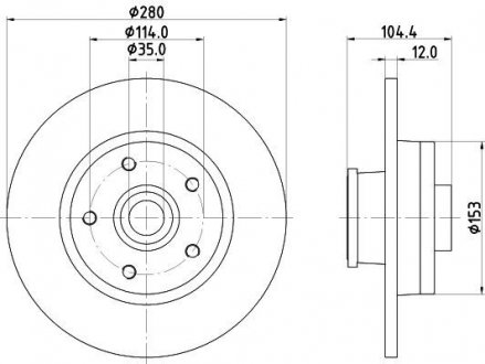 PRO OPEL диск гальмівний задній з підшипником Vivaro 14-, RENAULT Trafic HELLA 8DD 355 125-281 (фото 1)