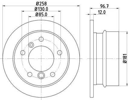 PRO HIGH CARBON DB диск гальмівний задн. Sprinter VW LT 96- (258*12) HELLA 8DD 355 128-401