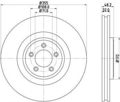 PRO HIGH CARBON JAGUAR Гальмівний диск передн. F-TYPE, XF I, XK II HELLA 8DD 355 129-071