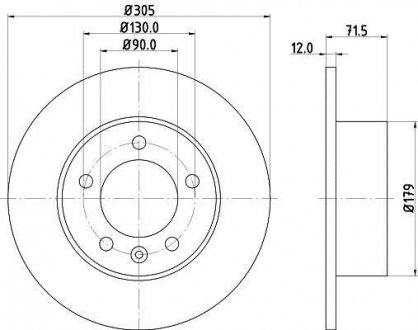 PRO HIGH CARBON RENAULT диск гальмівний задній Master 10-, OPEL Movano HELLA 8DD 355 129-201 (фото 1)